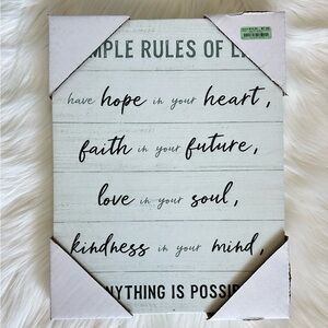 NWT Inspirational Wall Art with Black Text
